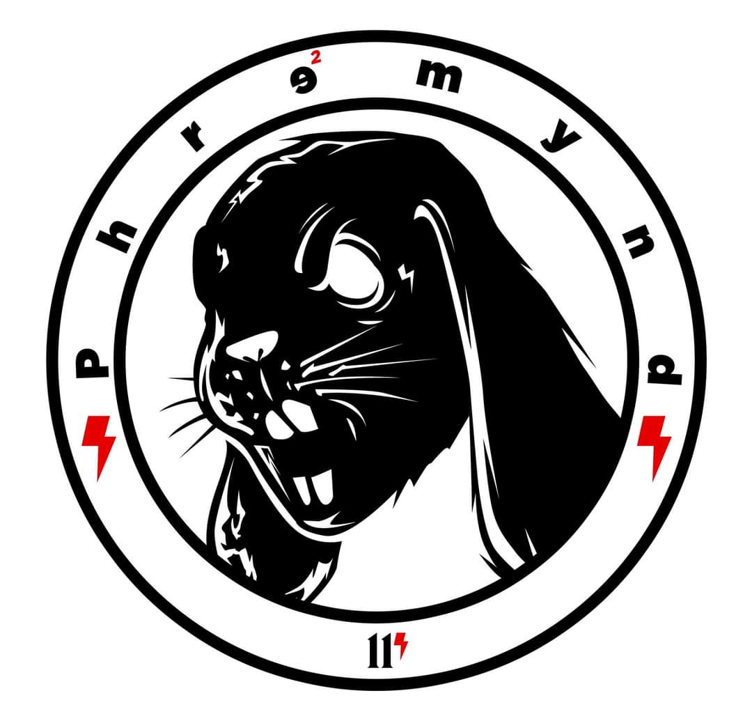 A black panther's head inside a circular design with the words 'h r o m y n d' and red lightning bolts.
