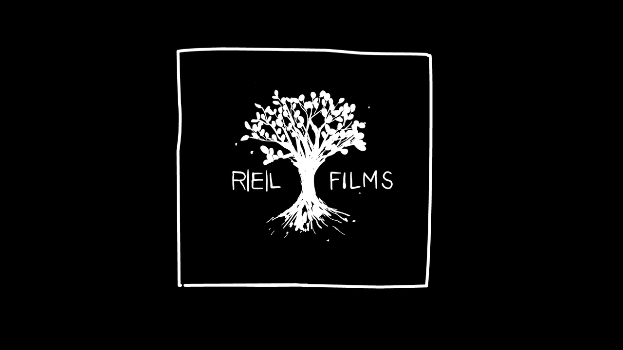 Logo with a white tree and text 'RIEL FILMS' on a black background.