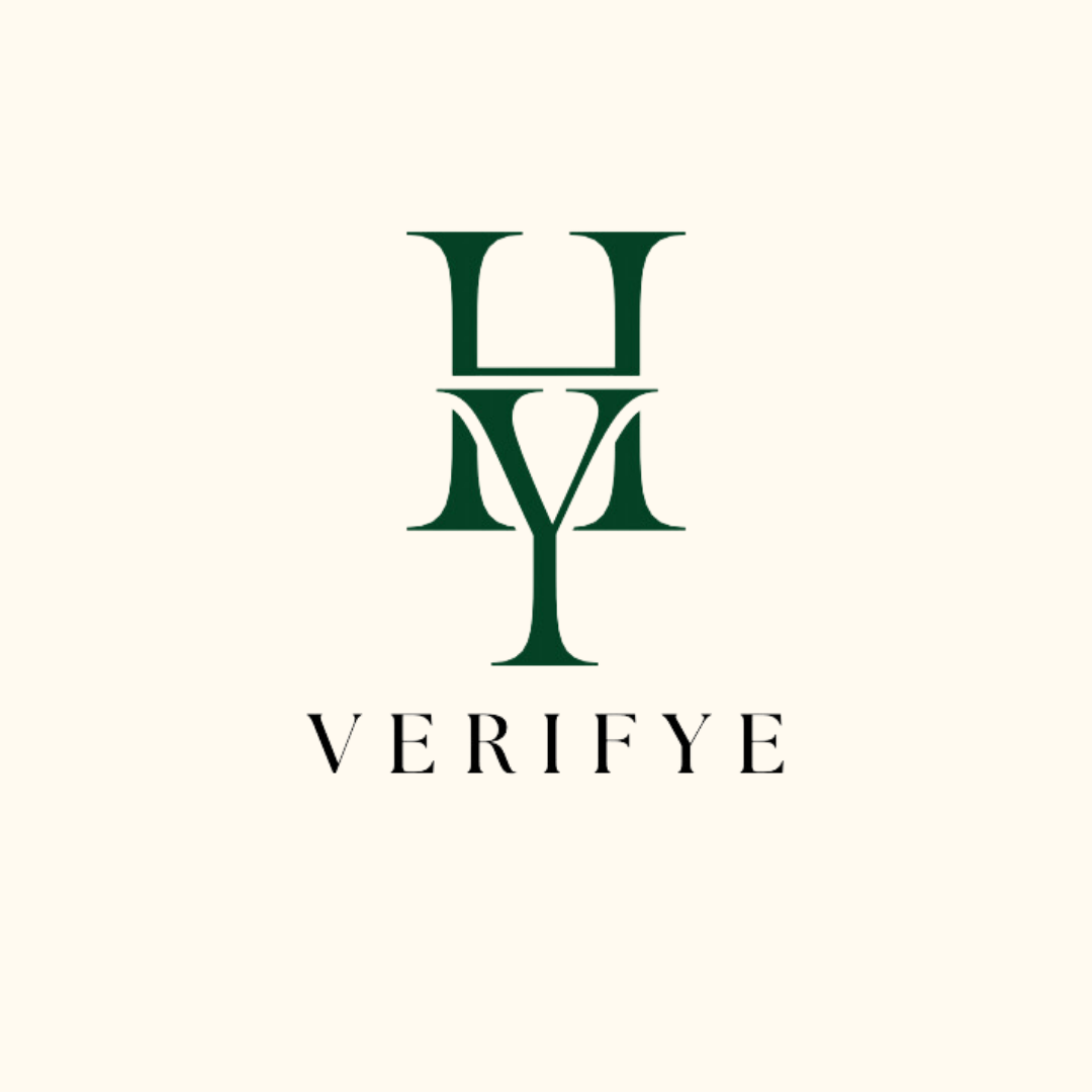 Logo with stylized green letters 'H', 'Y', and 'M' above the word 'VERIFYE' on a light background.