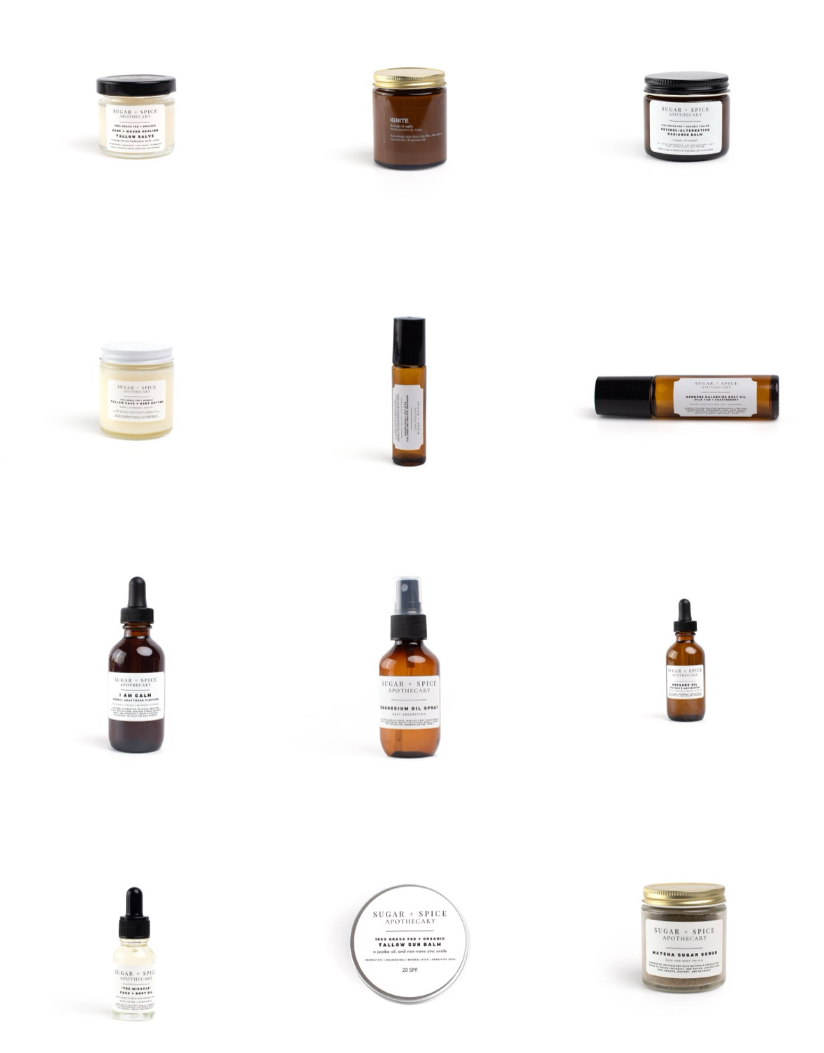 Assorted skincare or cosmetic products including jars, bottles, and tubes arranged on a white background.