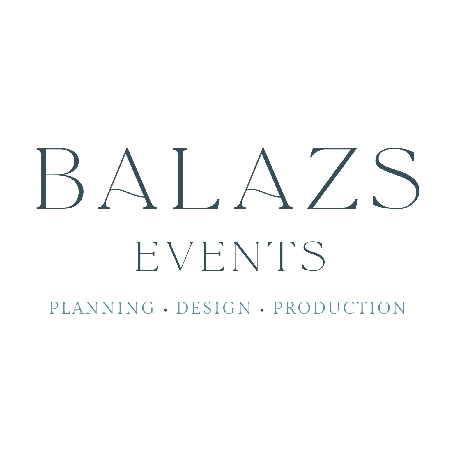 Logo with text 'BALAZS EVENTS' and words 'PLANNING, DESIGN, PRODUCTION' below.