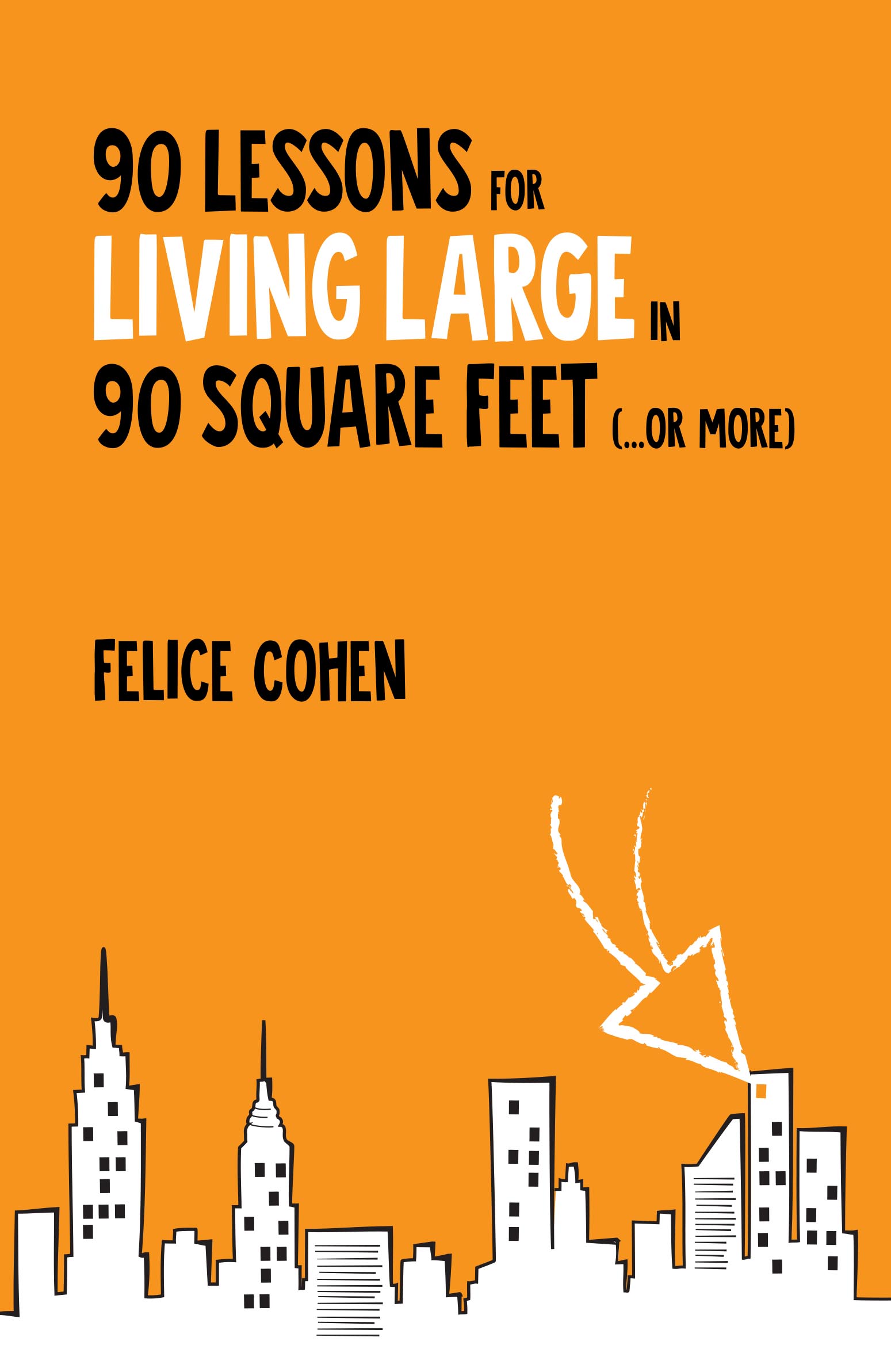 Book cover with orange background, black and white text, and a city skyline illustration at the bottom.