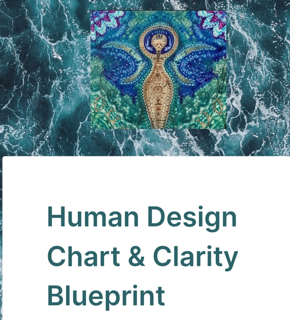 A colorful mosaic artwork of a human figure with wings, surrounded by green and blue patterns, above ocean waves.