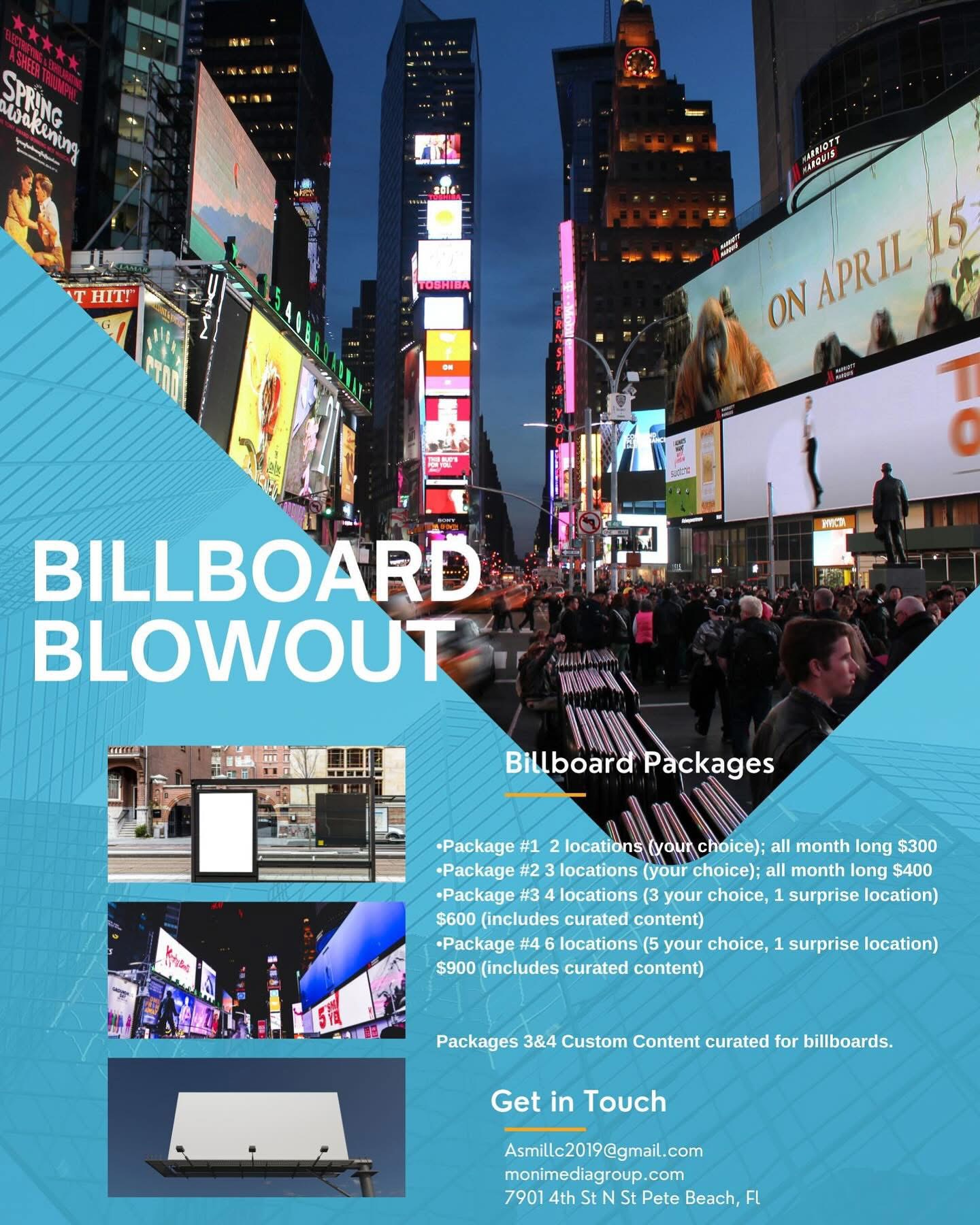 Billboard and digital screens in a city square with people, advertising, and tall buildings at night.
