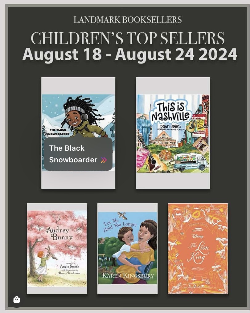 Display of five children's books with titles and cover images, promoting top sellers from August 18 to August 24, 2024.