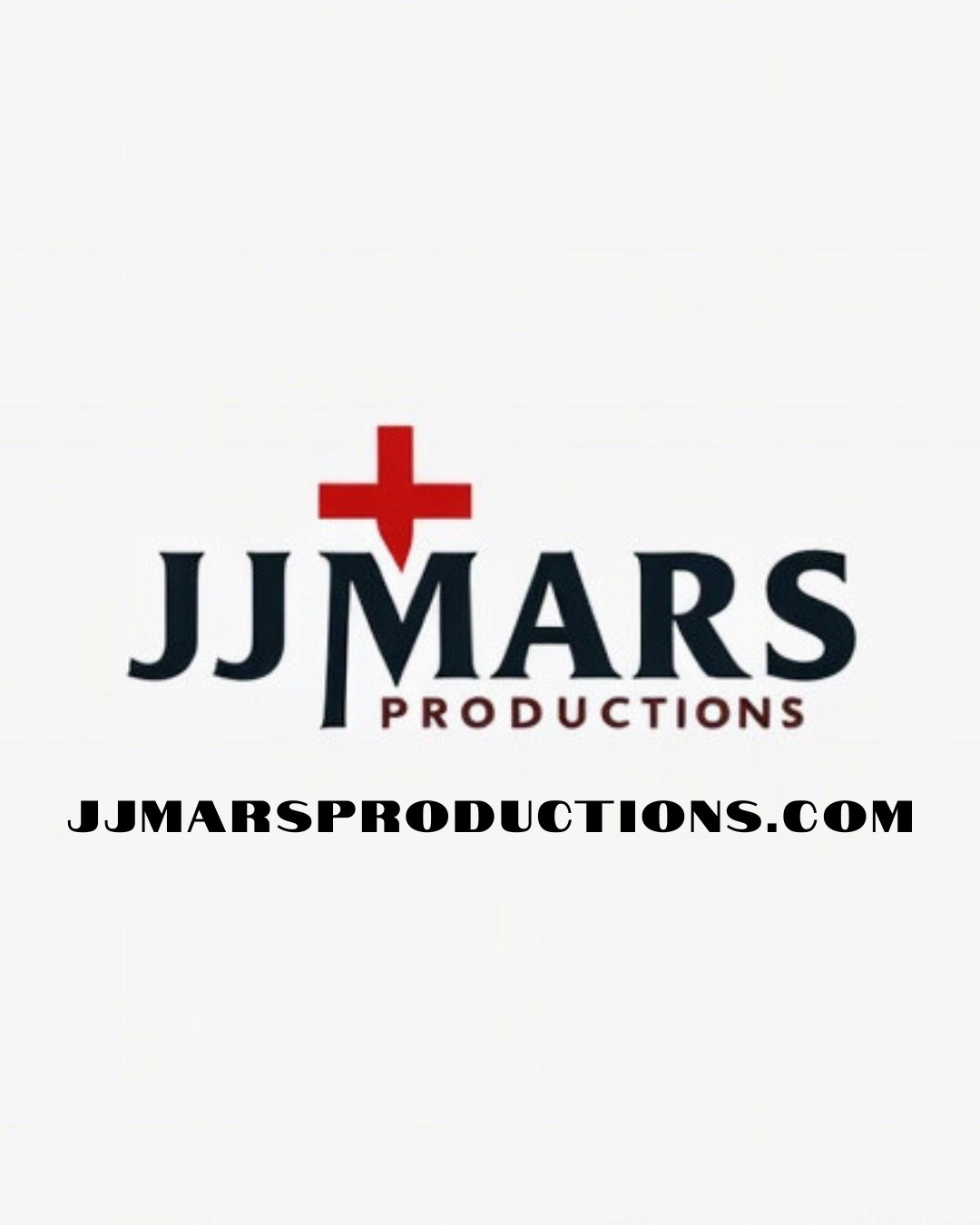 Logo with a red cross above the text 'JJ MARS PRODUCTIONS' and website URL below.