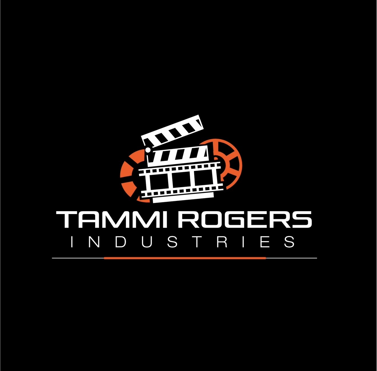 Logo with film reels and clapperboard, text reads 'TAMMI ROGERS INDUSTRIES', black background.